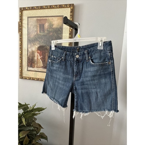 7 For All Mankind Cutoff Shorts Blue Jean Denim 5 Pockets Design Women's 30 - Picture 2 of 12